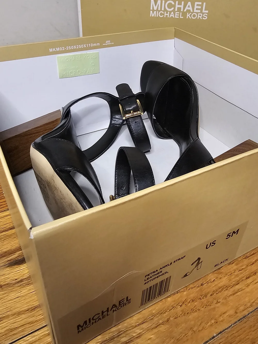 Michael Kors Black Leather Block Heel Sandals